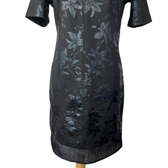 Nic and Zoe Floral Ponte Dress Womens Large Black Shiny Sheath - Picture 6 of 9